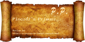 Pinczés Primusz névjegykártya